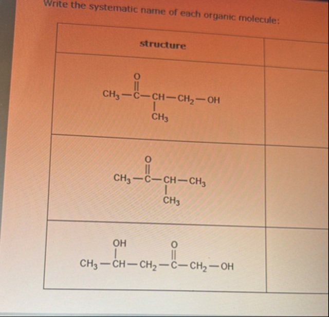 Write the systematic name of each organic molecule - Free 1A