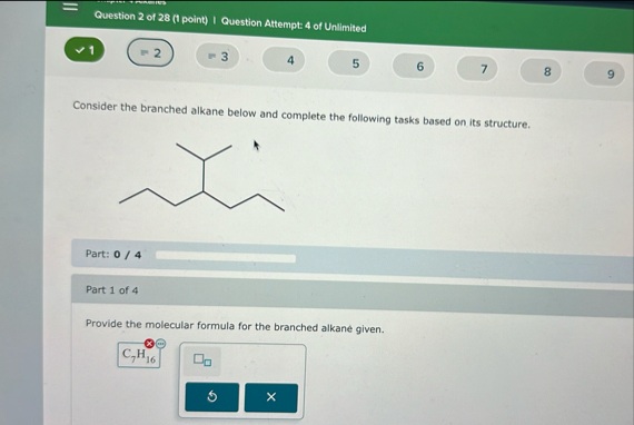 Consider the branched alkane below and complete the following tasks based - Free 11B
